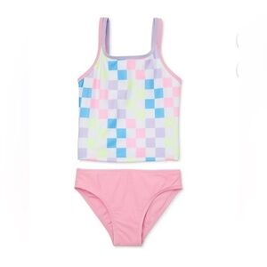 New Wonder Nation Girls' Strappy Tankini Swimsuit UPF 50 2-Piece Size XL 14-16